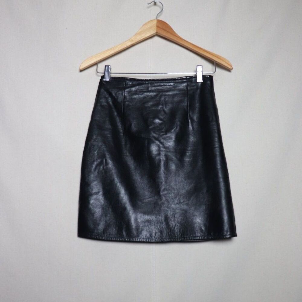 Genuine Leather Black Mini Skirt